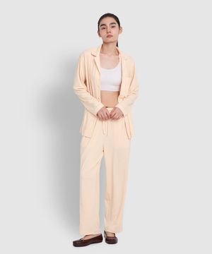 여 피치스킨 체크 10부 파자마 세트_다크 핑크