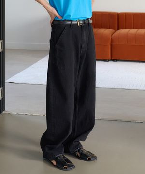 balanced denim pants (black)