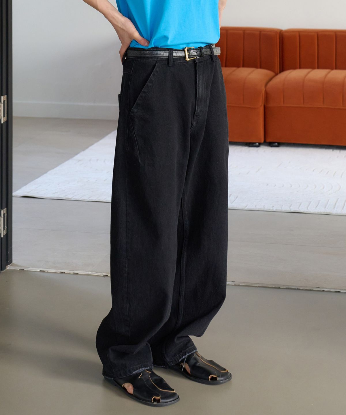 노운(NOUN) balanced denim pants (black)
