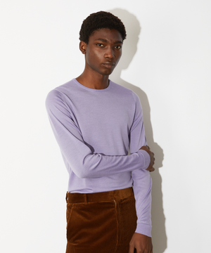 LUNDY Merino Wool Round Neck Knit - Cosmic Violet
