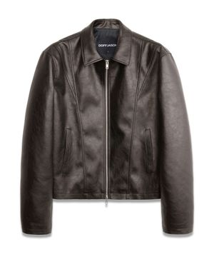 인시전 크롭 레더 자켓 KHAKI BROWN