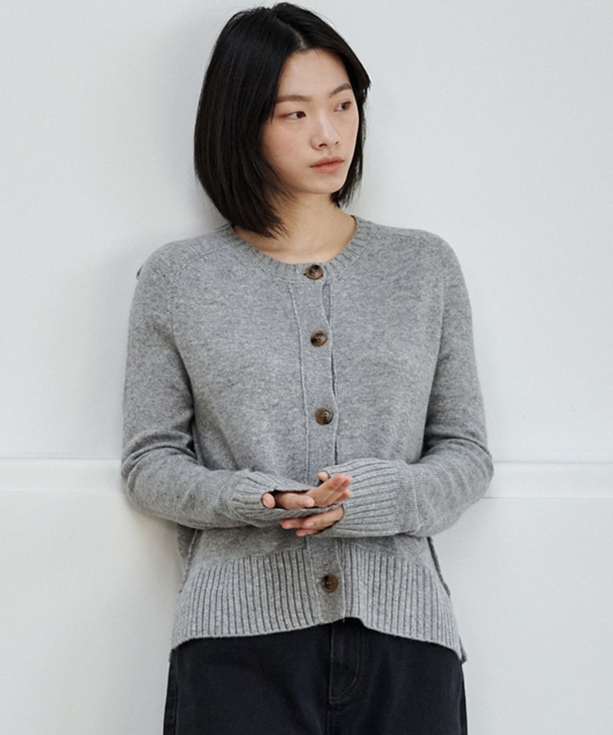 마롭(MALOUPE) 8102 라글란 니트 가디건 (그레이)