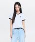 여성 베이직 스몰로고 링거 티셔츠 NY (White)