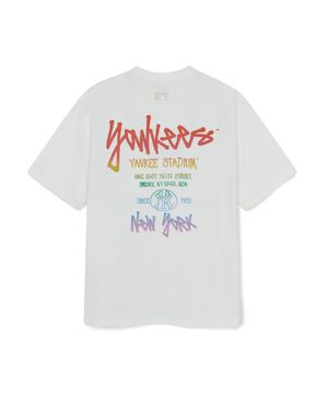 베이직 스트릿 컬러레터 오버핏 반팔 티셔츠 NY (White)