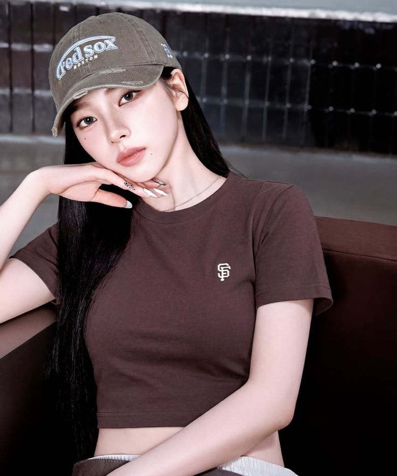 여성 베이직 슬림핏 반팔 티셔츠 SF (Ptn.Brown)
