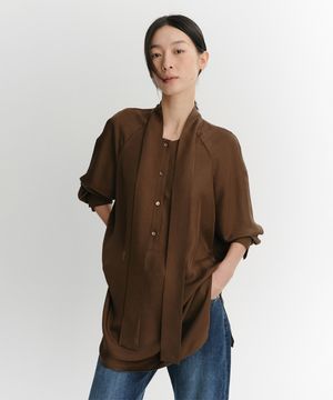 MORN TIE BLOUSE (BROWN)