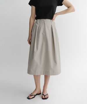 ARON TUCK VOLUME SKIRT (ASH BEIGE)