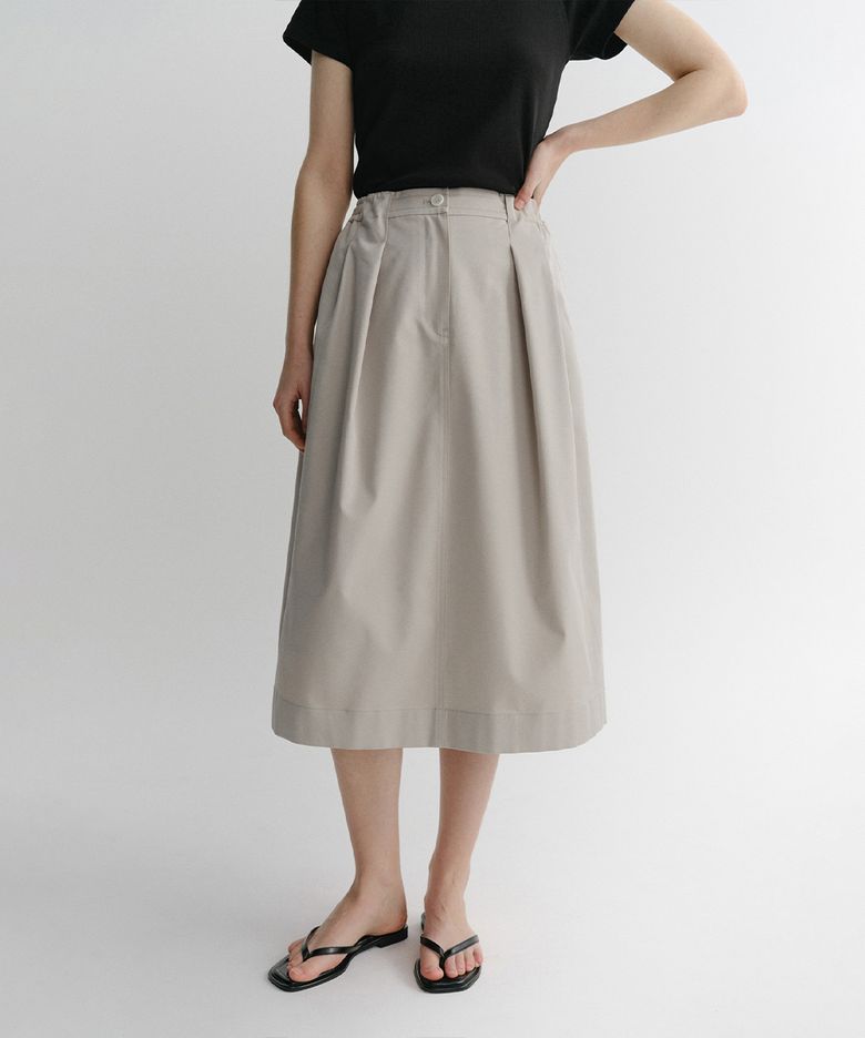 ARON TUCK VOLUME SKIRT (ASH BEIGE)