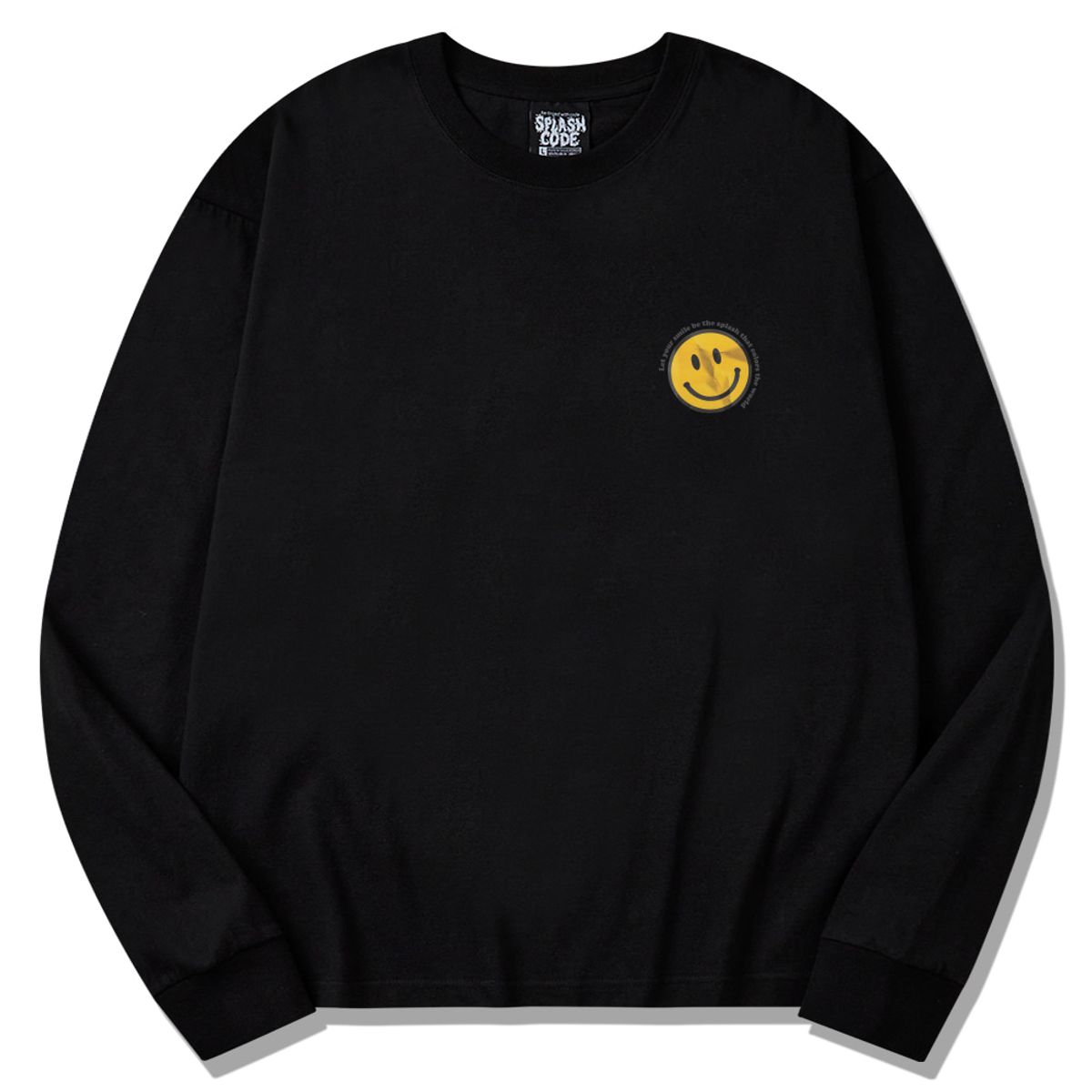 스플래시코드(SPLASHCODE) 롱슬리브 블랙 - 스마일 스티커(Smile Sticker)
