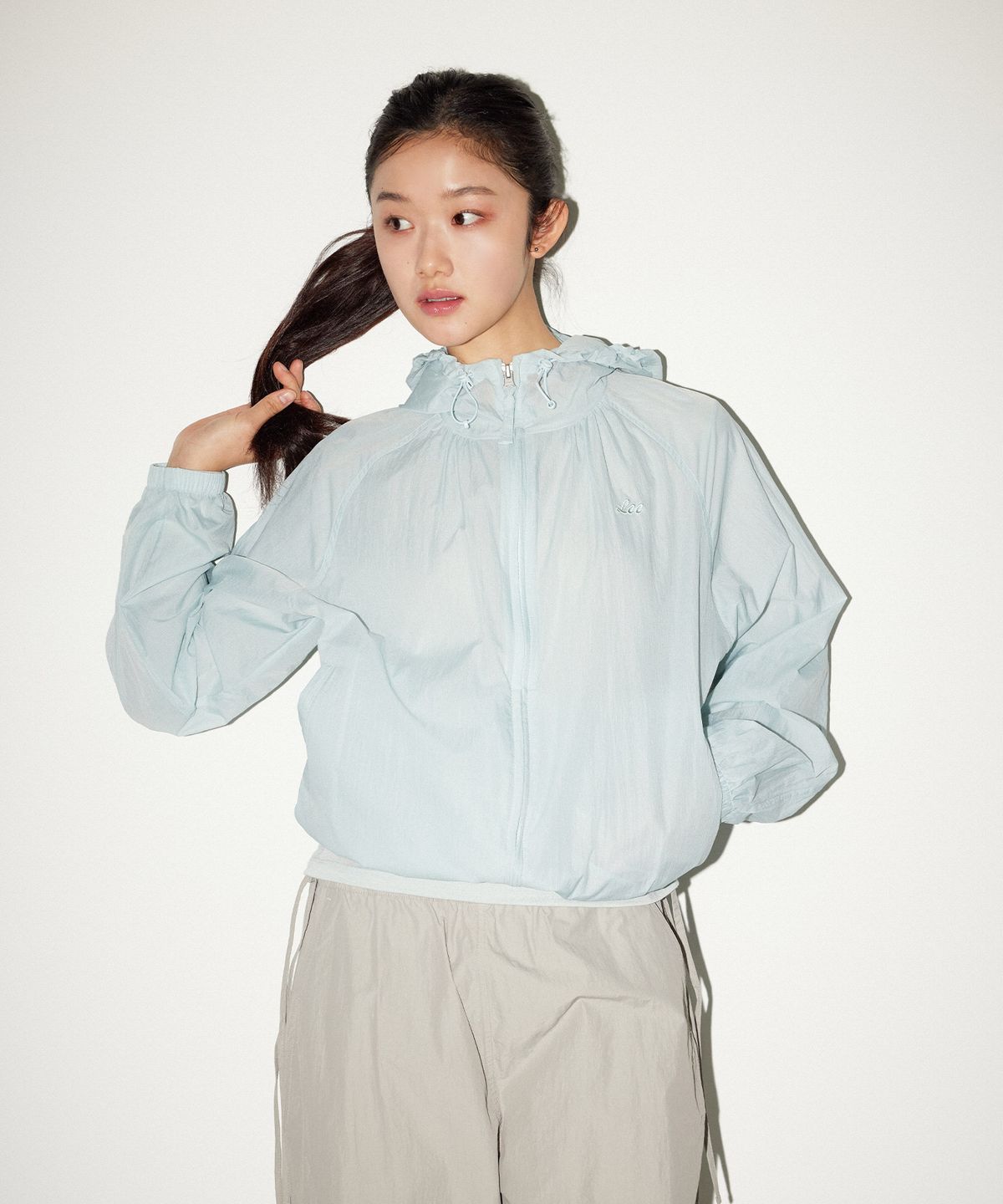 리(LEE) 우먼 후드 윈드 브레이커 라이트블루
