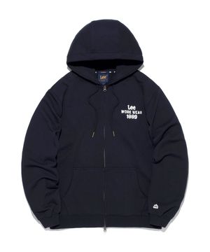 빈티지 레터링 후드 집업 네이비