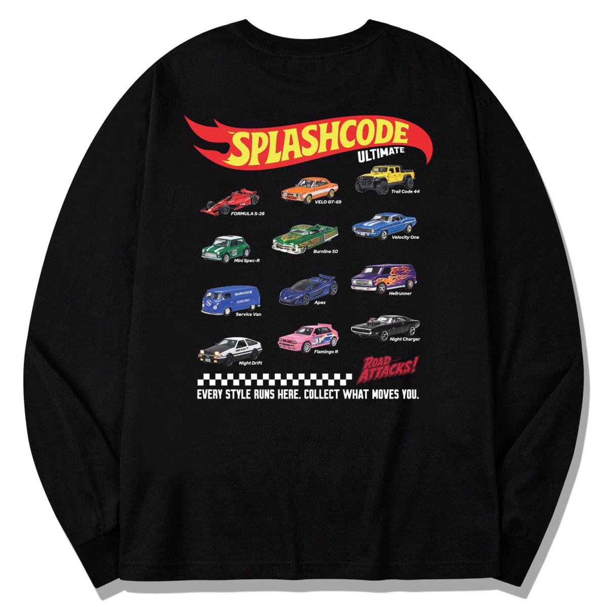 스플래시코드(SPLASHCODE) 롱슬리브 블랙 - 로드 어택(Road Attacks)