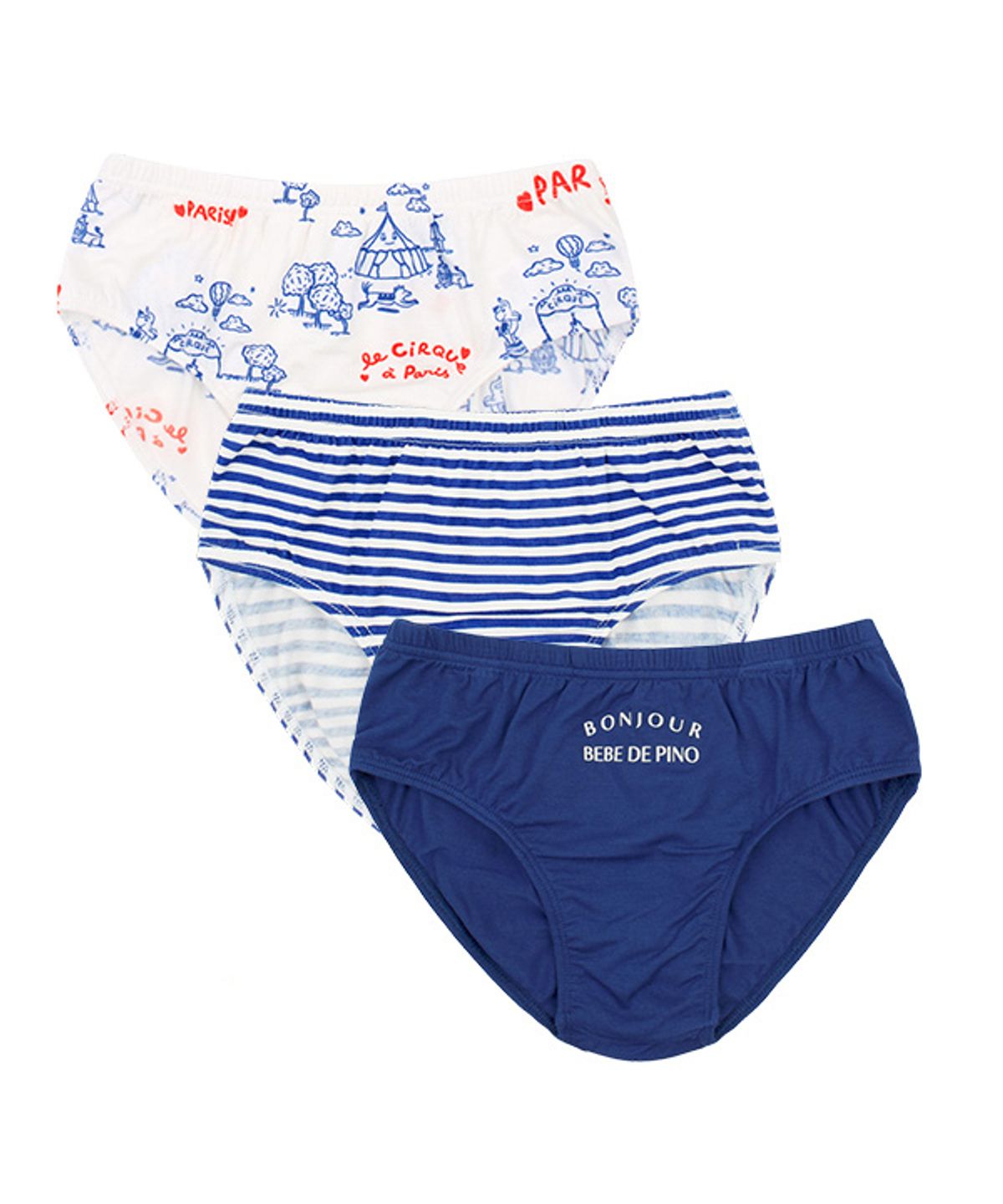 베베드피노 언더웨어(BEBEDEPINO UNDERWEAR) [키즈]남아 서커스 텐셀 삼각팬티 3종 세트_BU65UB302