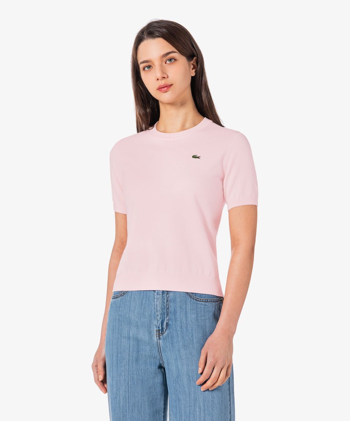 라코스테(LACOSTE) 여성 베이직 크루넥 반팔 스웨터 AF115E-56G ADY