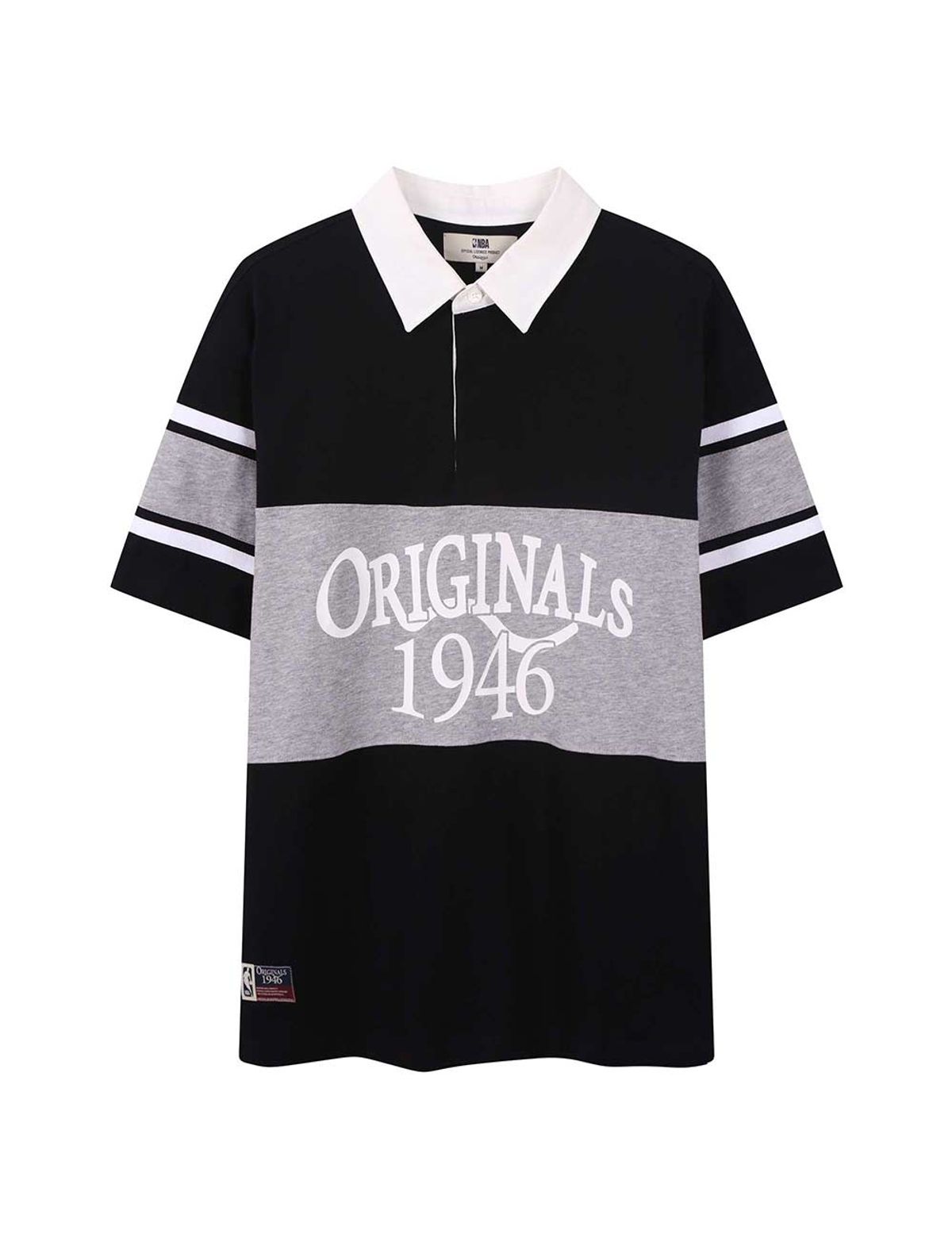 엔비에이(NBA) ORIGINALS46 럭비 카라 반팔 티셔츠 블랙