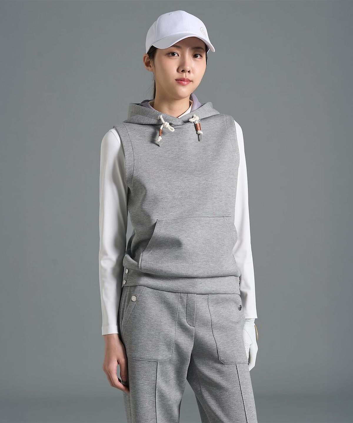 빈폴골프(BEANPOLE GOLF) 여성 저지 후드 베스트  그레이
