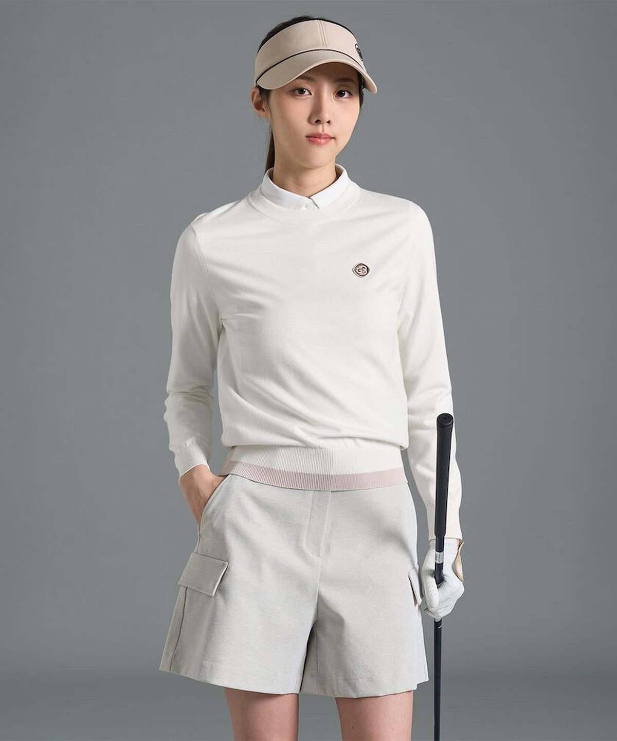 빈폴골프(BEANPOLE GOLF) 여성 라운드넥 긴소매 풀오버  아이보리
