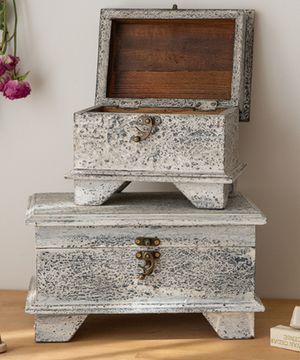 유니크 빈티지 화이트 악세서리 쥬얼리함