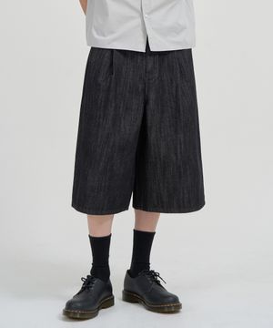 원턱 로우 버뮤다 팬츠 (BLACK)