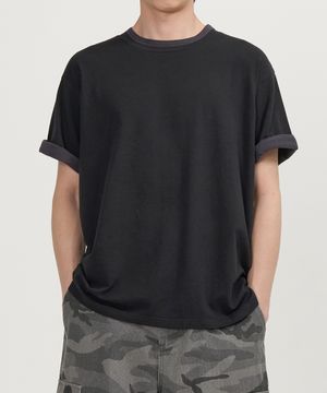 투톤 레이어드 티셔츠 (BLACK)