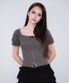 Puff Shirring Ribbon T-shirt [Charcoal]
