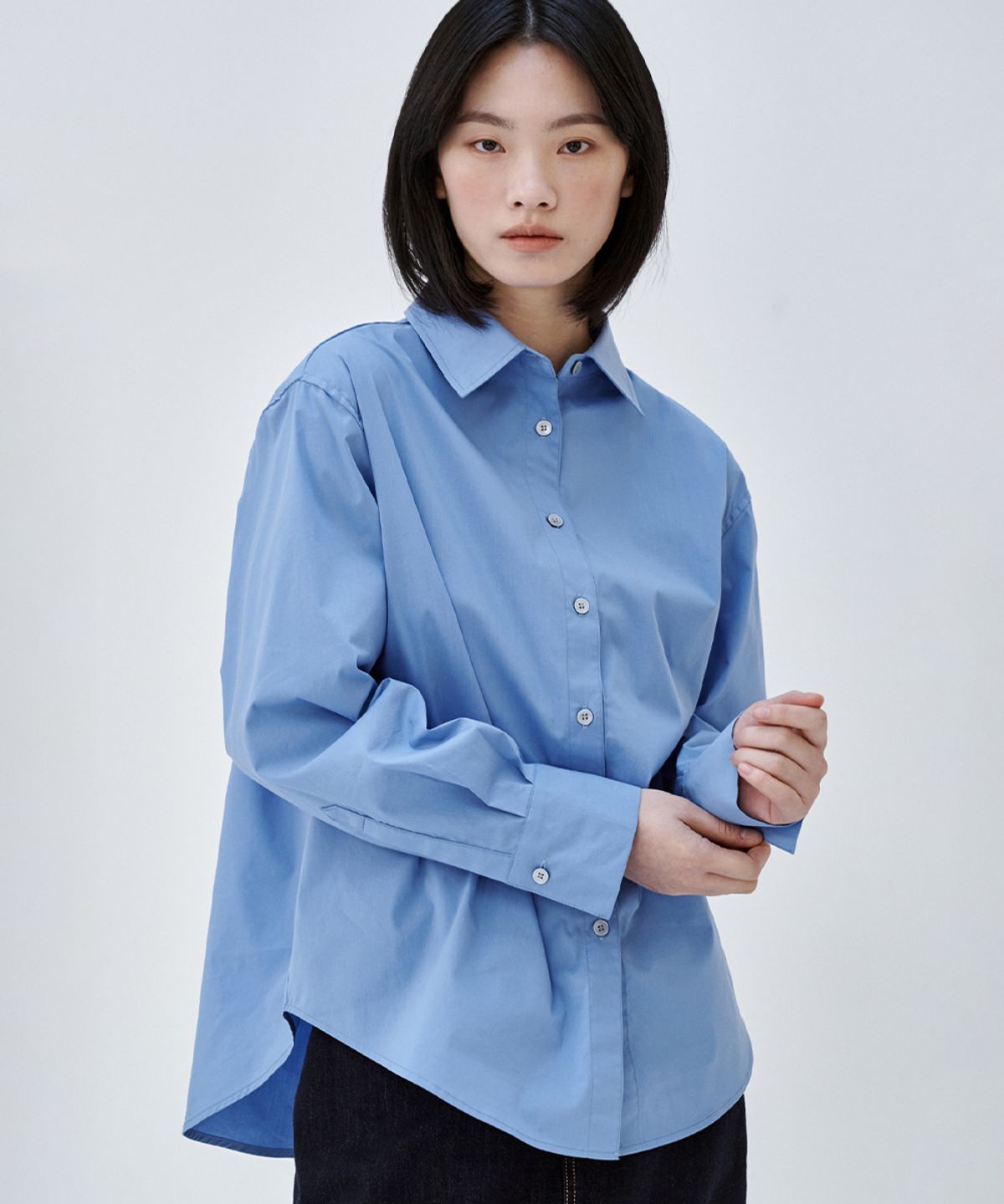 마롭(MALOUPE) 4122 레귤러핏 솔리드 셔츠 (블루)