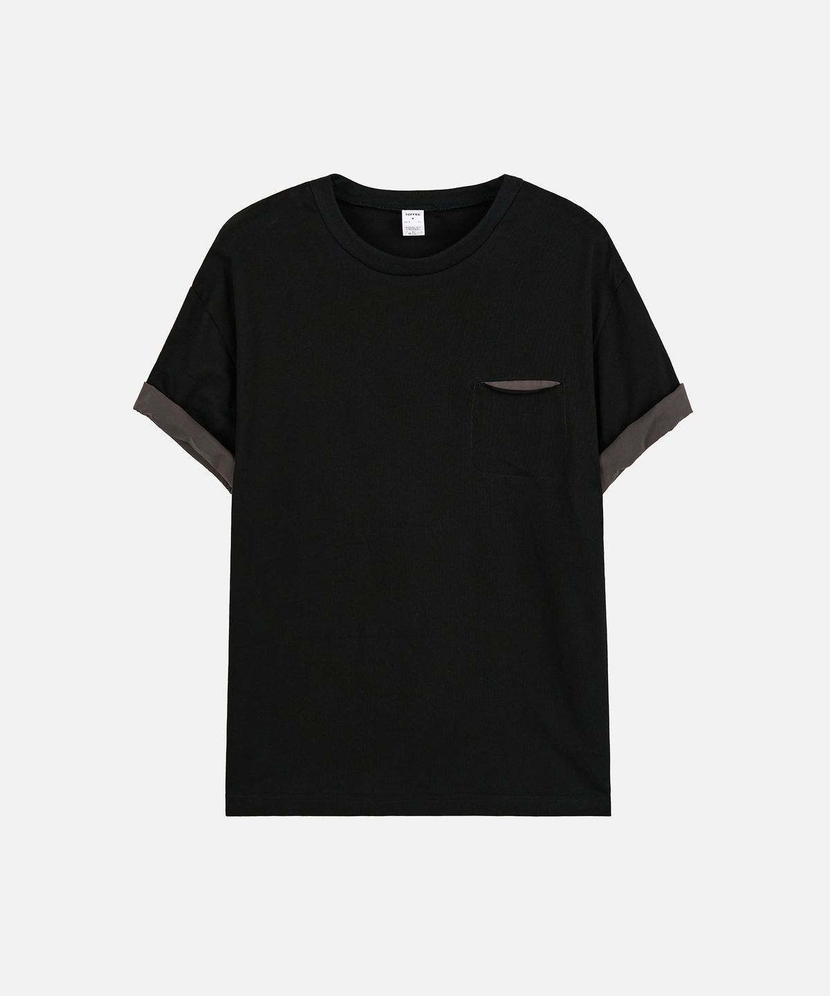 토피(TOFFEE) 레이어드 포켓 크롭 티 (BLACK)
