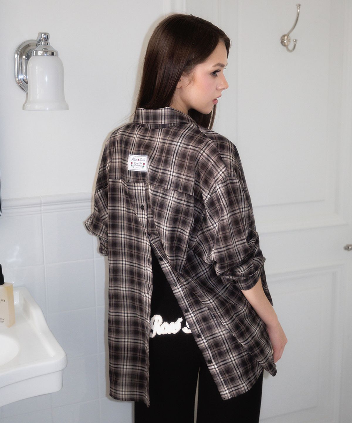 로제프란츠(ROSEFRANTZ) See-through Check Overfit Shirt [Black]