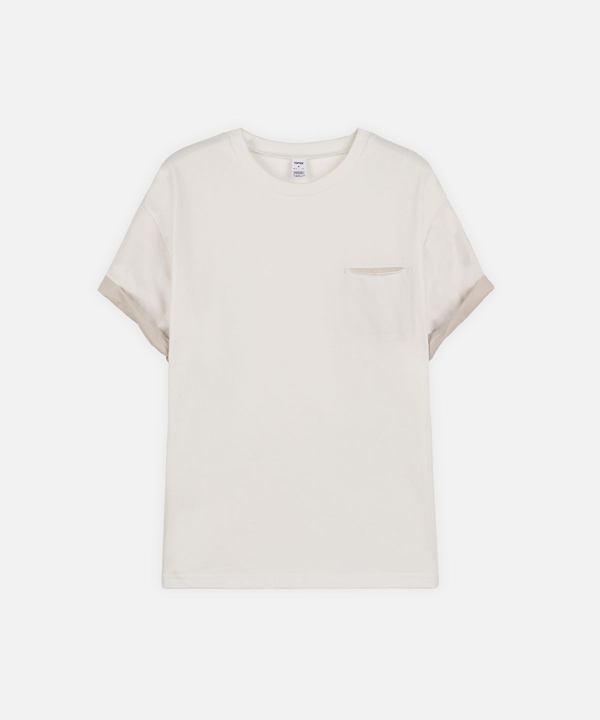 토피(TOFFEE) 레이어드 포켓 크롭 티 (WHITE)