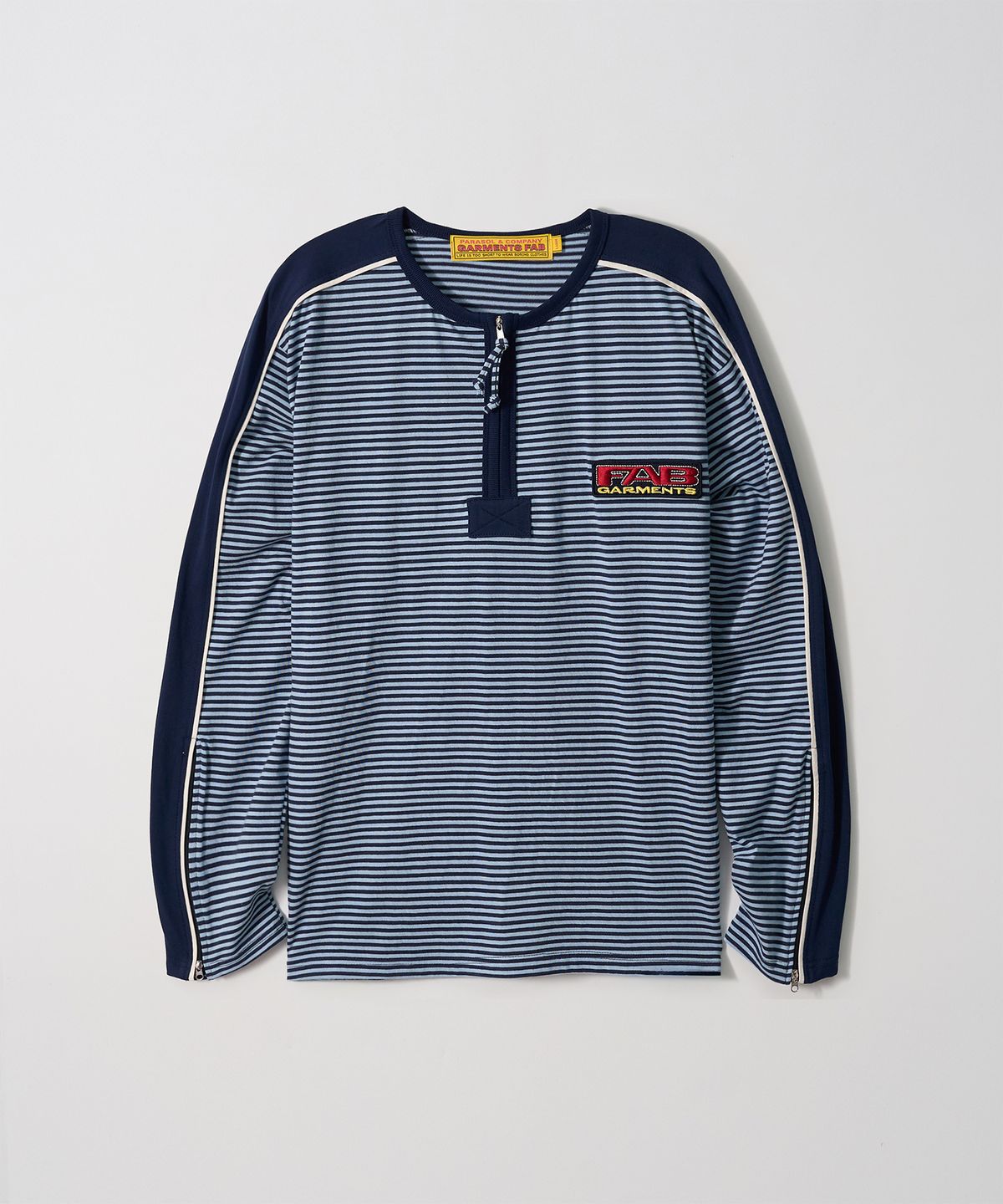 가먼츠팹(GARMENTS FAB) Wappen Stripe Half-Zip Longsleeve (NAVY)