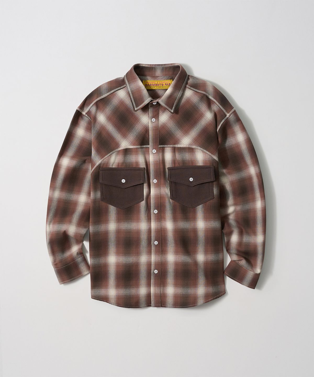 가먼츠팹(GARMENTS FAB) Zig-Zag Stitch Check shirts (BROWN)