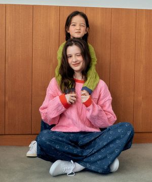 [ADULT] 츄로 트위스트 배색 니트_핑크