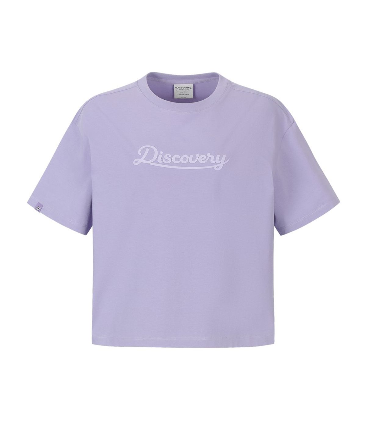 디스커버리 익스페디션(DISCOVERY EXPEDITION) 여성 레터링 세미오버핏 반팔티셔츠 (L.VIOLET)