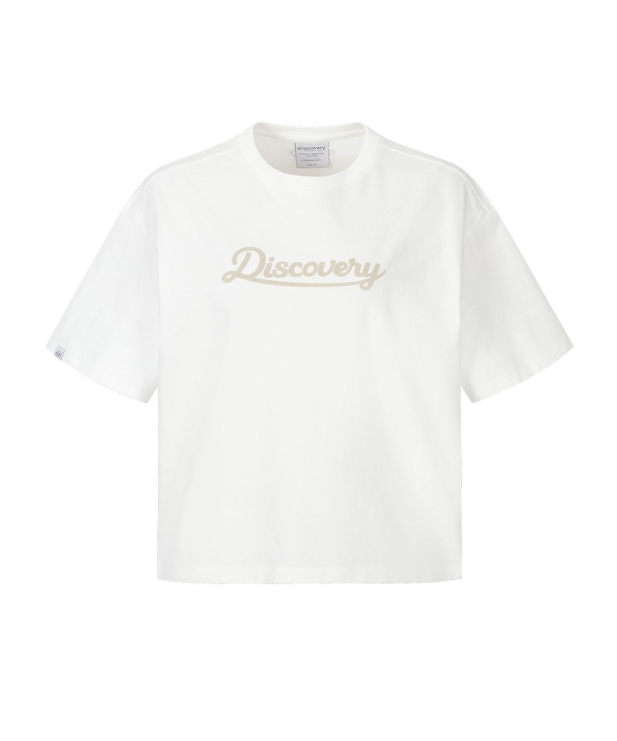 디스커버리 익스페디션(DISCOVERY EXPEDITION) 여성 레터링 세미오버핏 반팔티셔츠 (WHITE)
