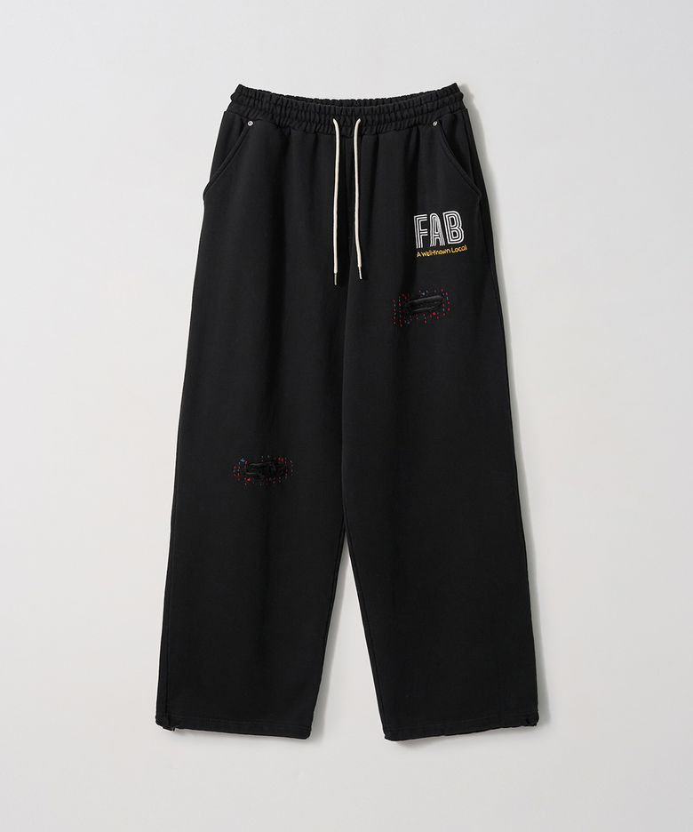 Washed Hand Stitch Sweatpants (BLACK)