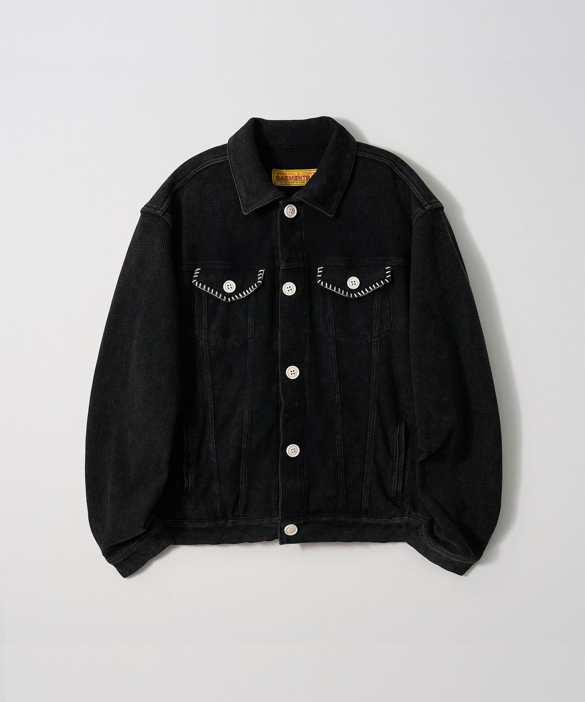 가먼츠팹(GARMENTS FAB) Washed Waffle Jacket (BLACK)