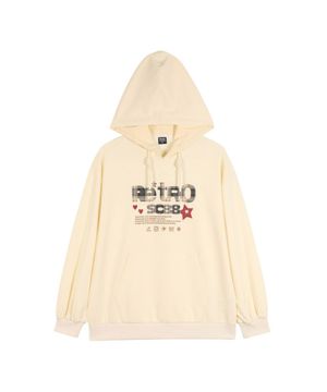 주니어 체크 레터링 후드티셔츠