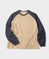 오버핏 레글런 롱슬리브 티셔츠 - Beige/Charcoal