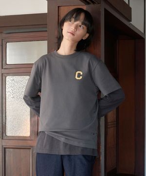 쿨 코튼 C 로고 티셔츠 차콜