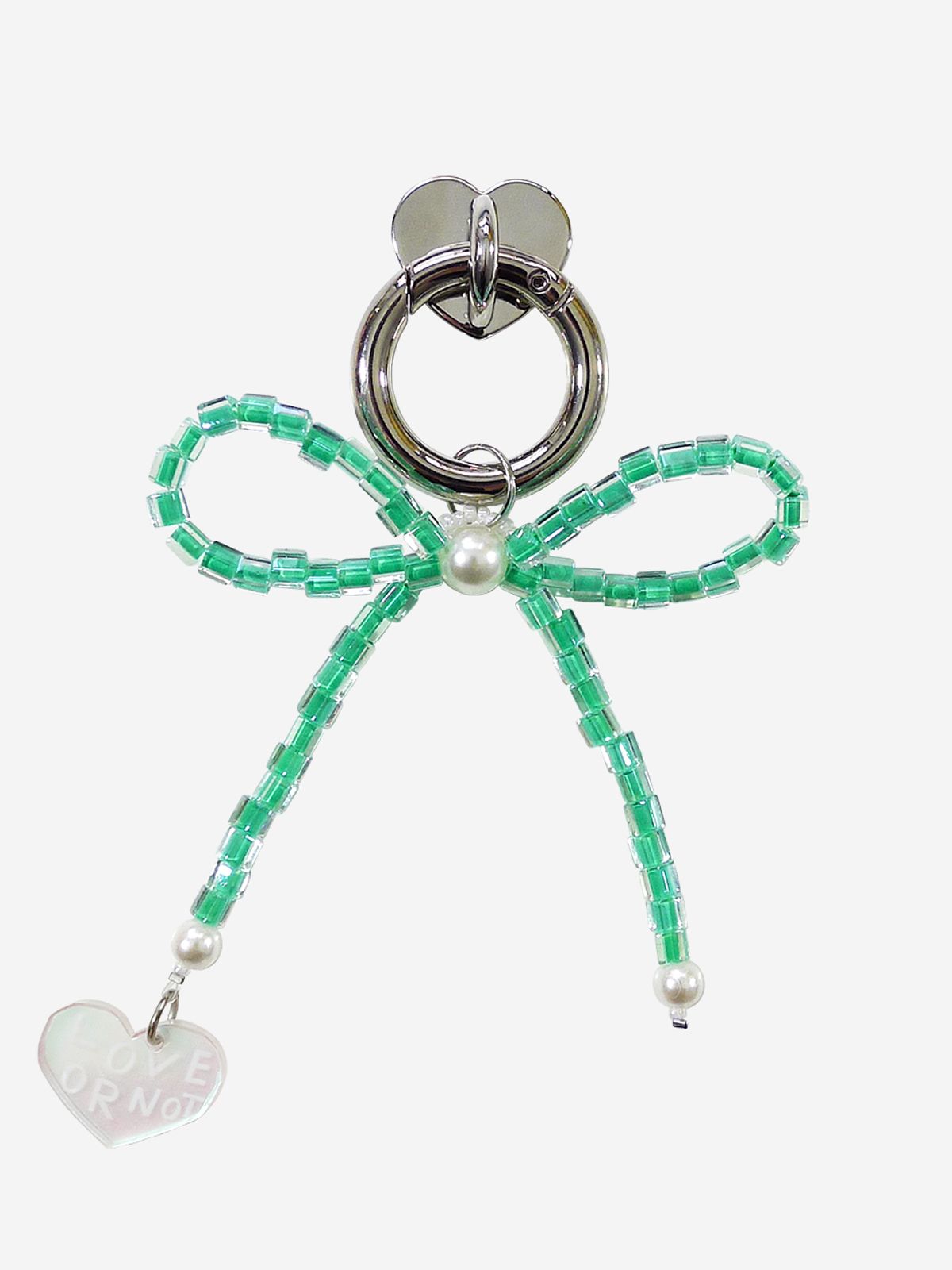 러브오낫(LOVE OR NOT) 키링앤톡_Green Ribbon Beads Keyring&Tok