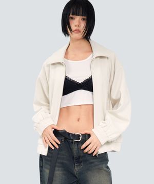 85-VIVA142 소프티 카라 블루종 스웨이드 자켓 아이보리