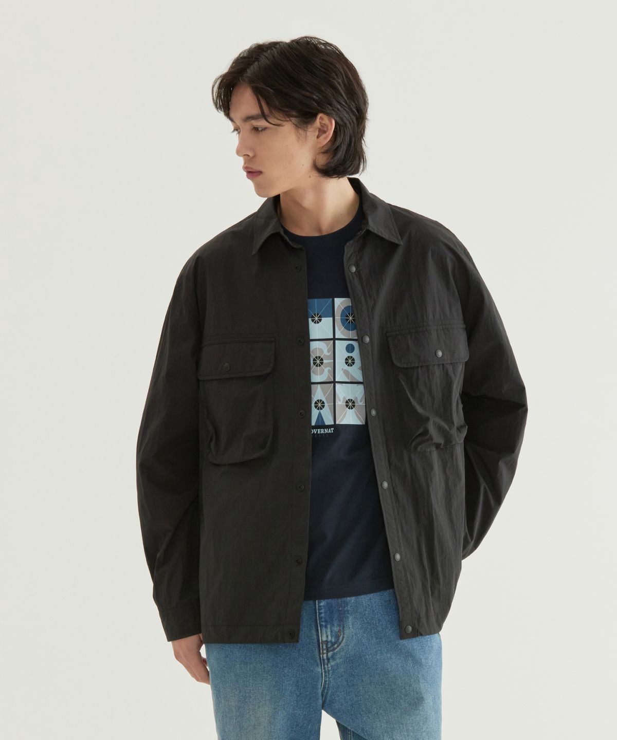 커버낫(COVERNAT) 워크 나일론 셔츠 블랙