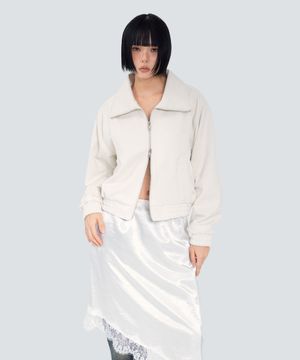 85-VIVA143 카빙 크롭 스웨이드 자켓 아이보리