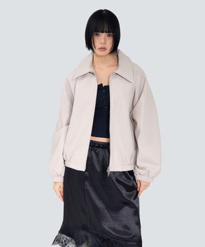 85-VIVA152 헤리티지 오버핏 레더 자켓 아이보리