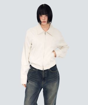 85-VIVA153 멜로우 크롭 블루종 스웨이드 자켓 아이보리