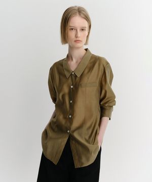 KYLA SHEER LINE SHIRT (OLIVE)