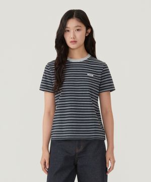 우먼 스트라이프 티셔츠 네이비
