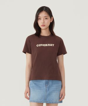 우먼 쿨코튼 쿠퍼로고 티셔츠 브라운