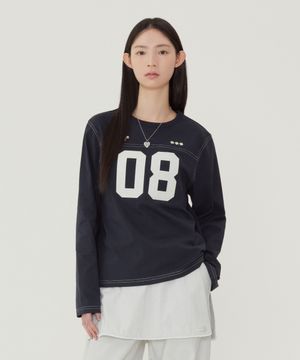 우먼 넘버 로고 롱슬리브 다크 네이비