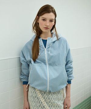 우먼 패커블 경량 UV 윈드브레이커 스카이블루